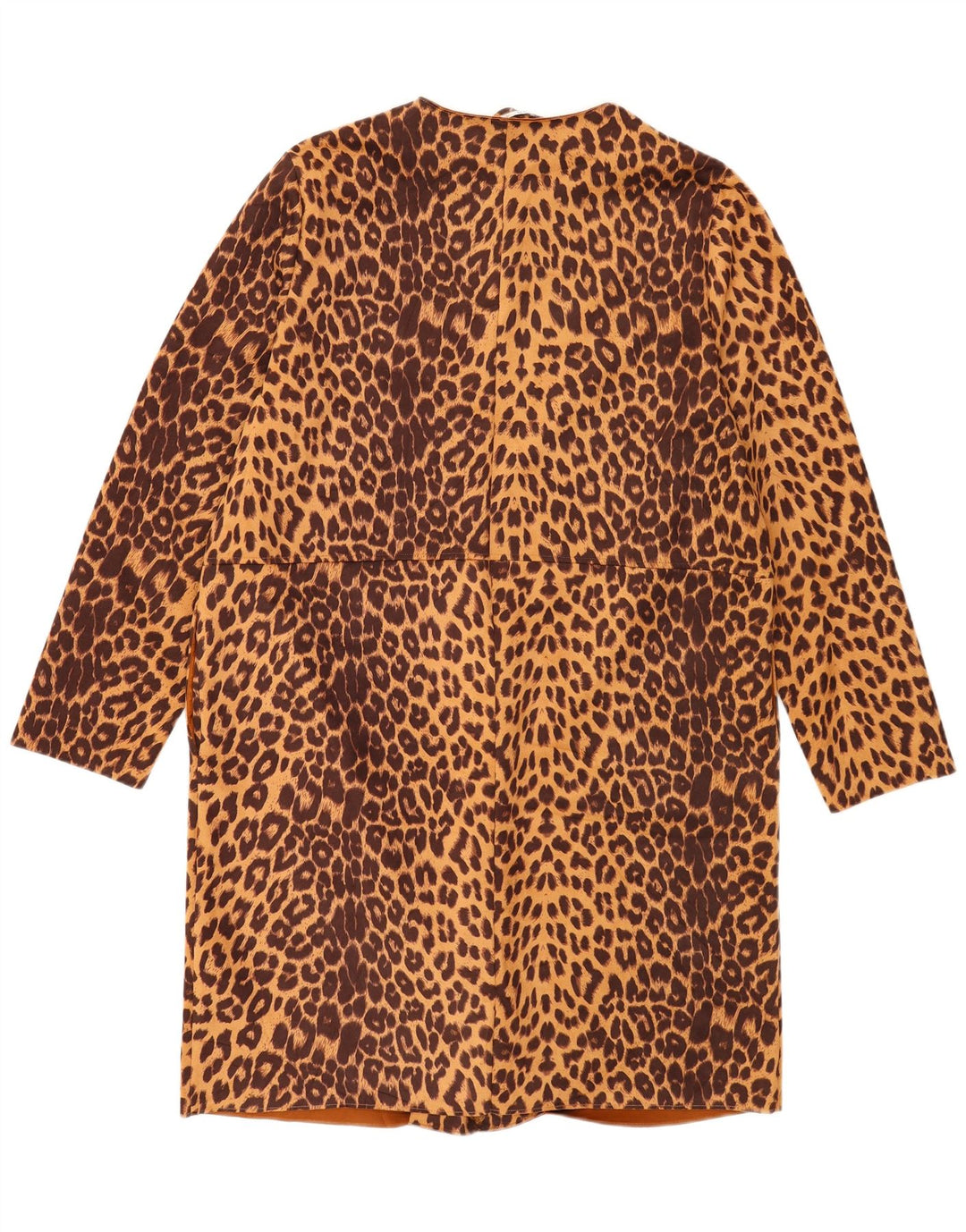 Zara Womens Open Overcoat UK 18 XL Marron Animal Print Polyester