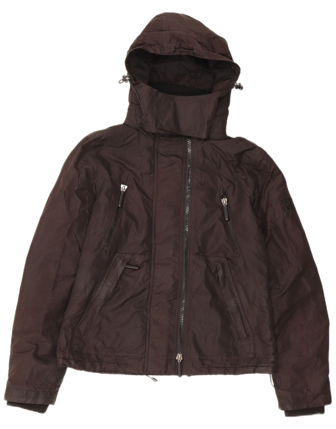 Superdry Veste coupe-vent à capuche pour femme UK 14 Large Noir Polyester