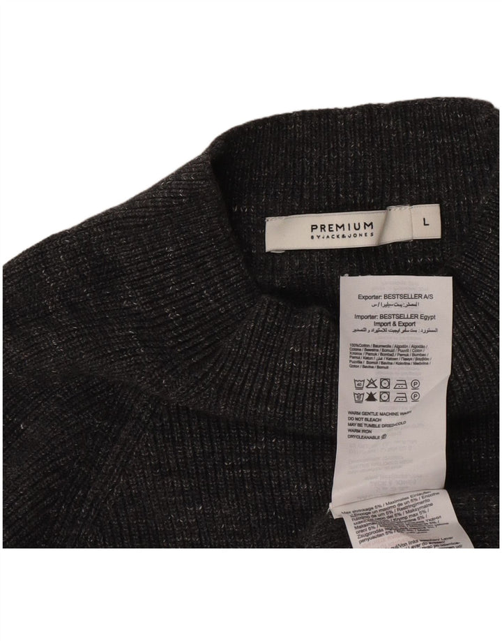 Jack & Jones Pull col roulé pour homme en coton moucheté gris Taille L