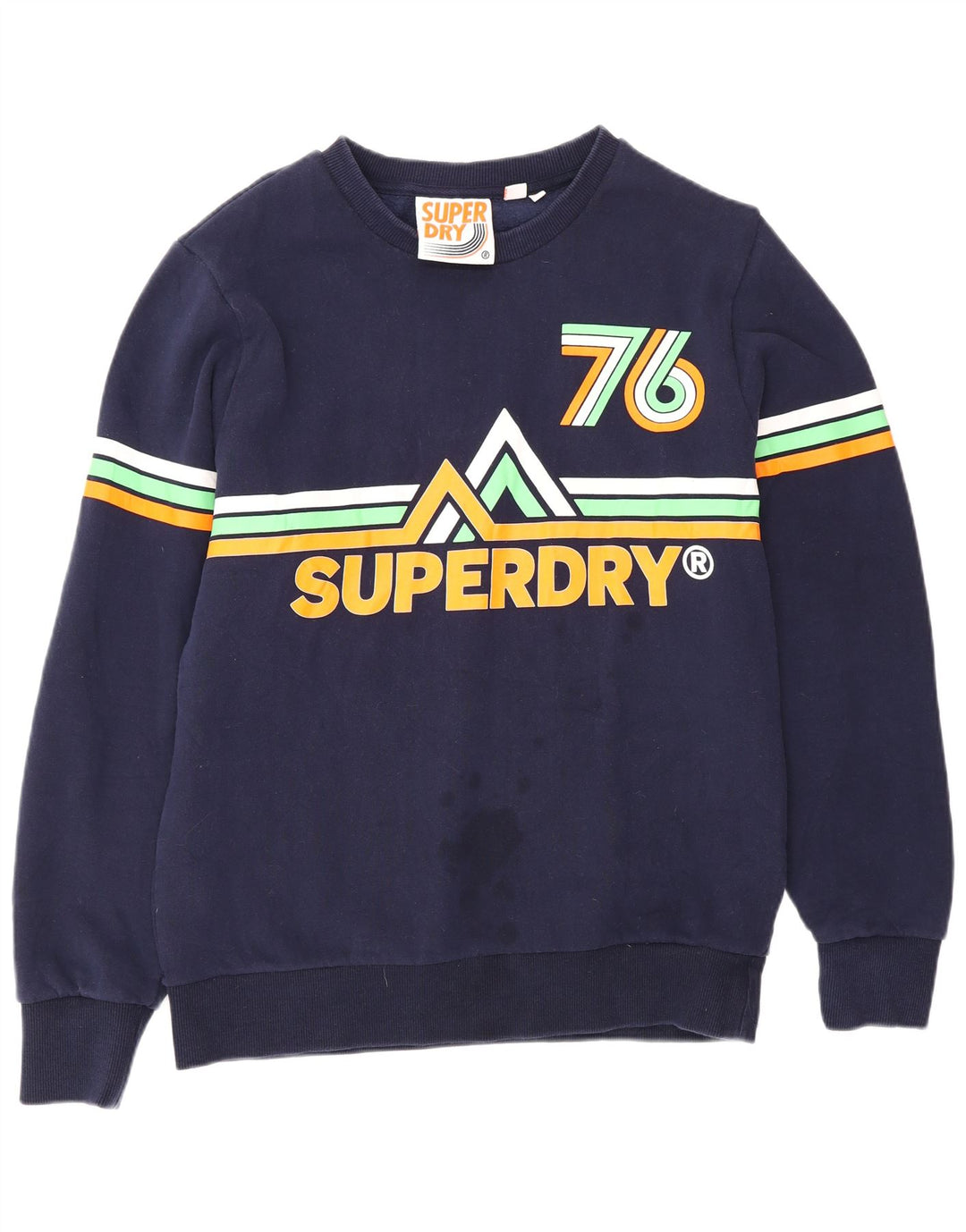 Superdry Homme Graphic Sweatshirt Jumper XL Bleu Marine Coton