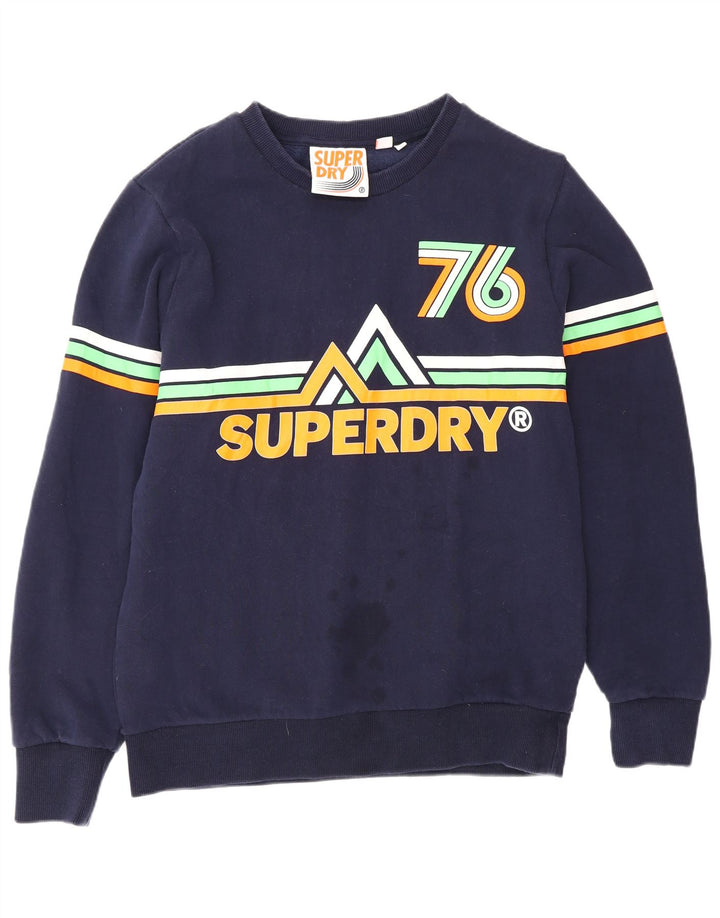 Superdry Homme Graphic Sweatshirt Jumper XL Bleu Marine Coton