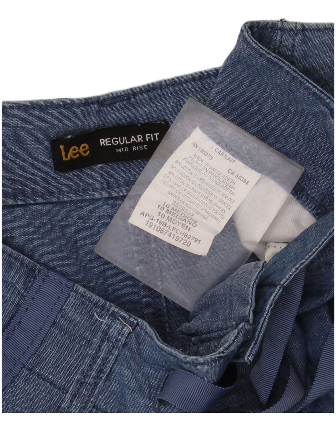 LEE Short cargo taille moyenne pour femme, coupe régulière, US 10, grand W34, coton bleu