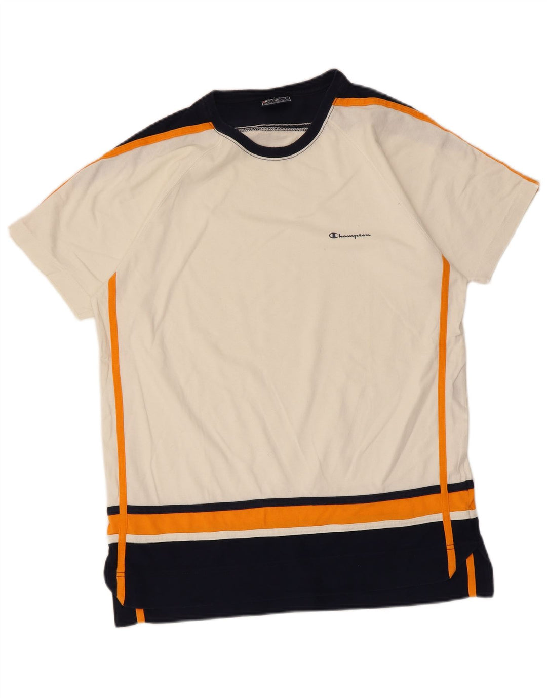 Champion T-Shirt Homme Blanc Moyen Coton Colorblock