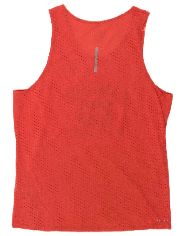 Nike Femme Dri Fit Graphic Débardeur UK 14 Rouge Moyen Polyester Sports