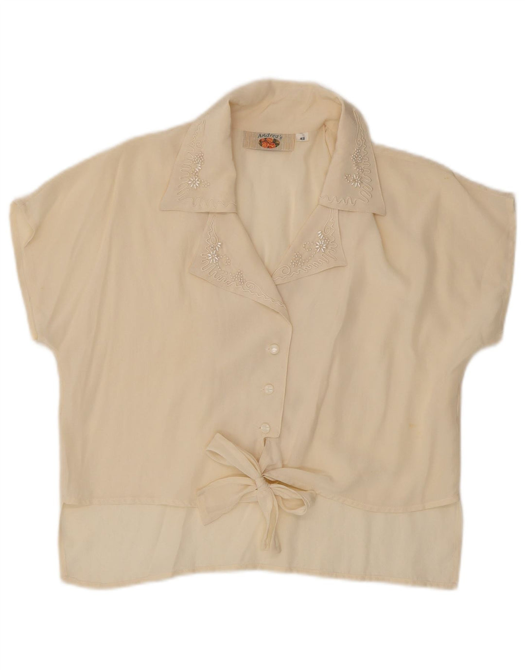 Andrea's Chemisier chemise à nouer sur le devant pour femme EU 42 Grand beige floral