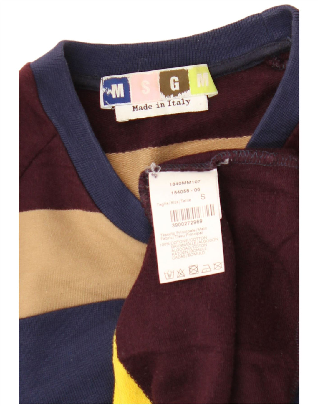 MSGM Sweat-Shirt Homme Petit Coton Rayé Multicolore