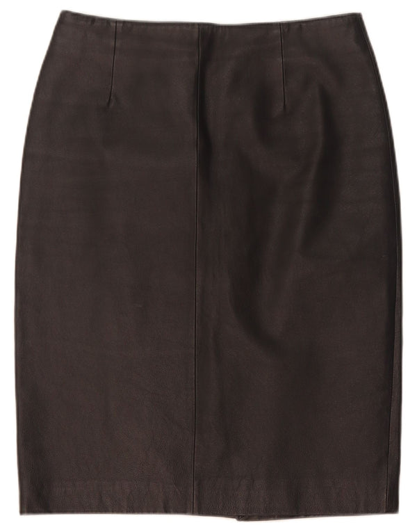 jupe crayon en cuir femme vintage UK 10 Petit W28 Cuir Noir