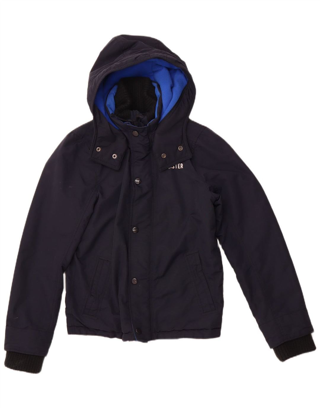 HOLLISTER Veste coupe-vent à capuche pour femme UK 10 Small Bleu marine Nylon