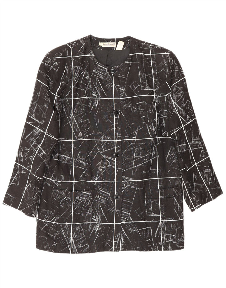 Cacharel Veste blazer à motif abstrait pour femme UK 8 Petit carreaux noirs