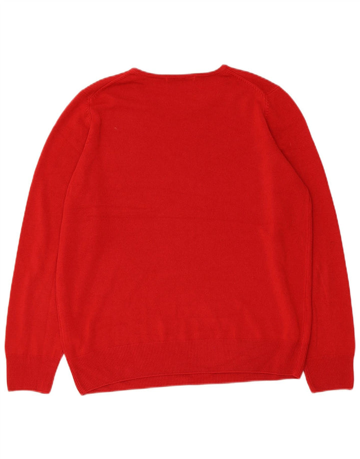 Marks & Spencer Pull à col rond pour femme UK 14 Acrylique rouge moyen