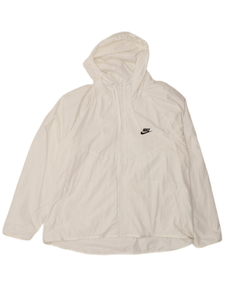 Nike Veste de pluie à capuche pour homme UK 44 2XL Blanc Polyester