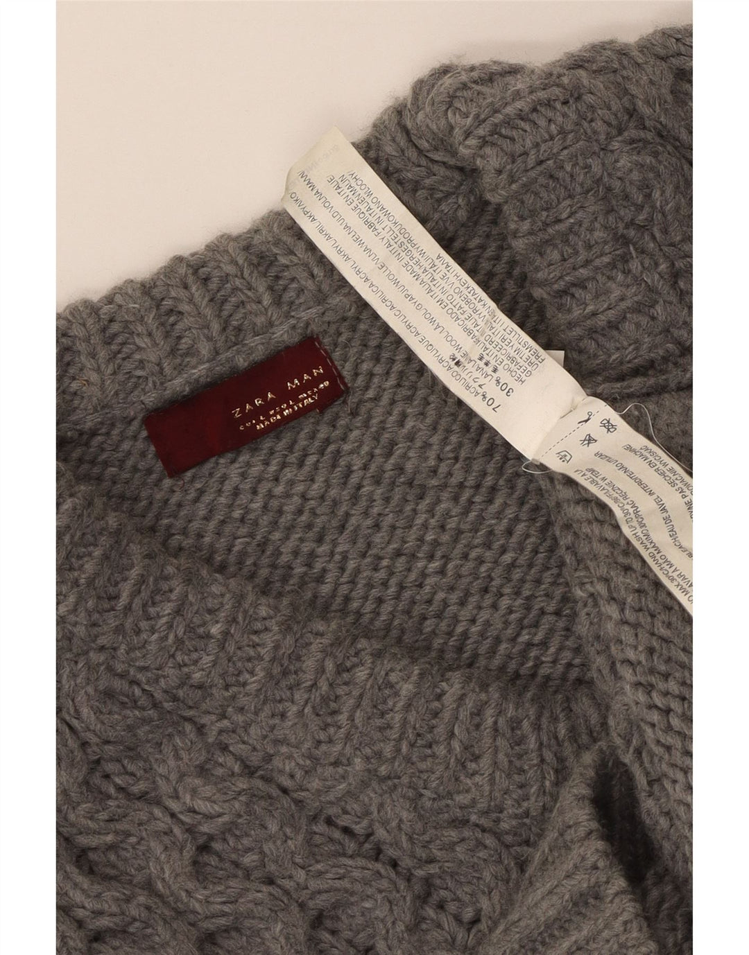 Zara Homme Pull Col V Pull Large Gris Acrylique