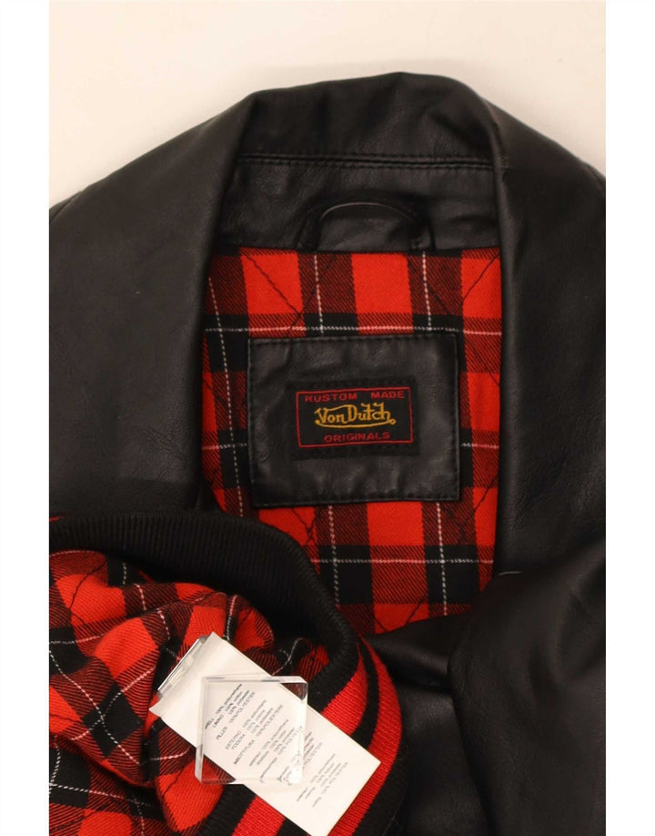 Von Dutch Veste de motard en similicuir pour femme UK 10 Small Noir Polyuréthane