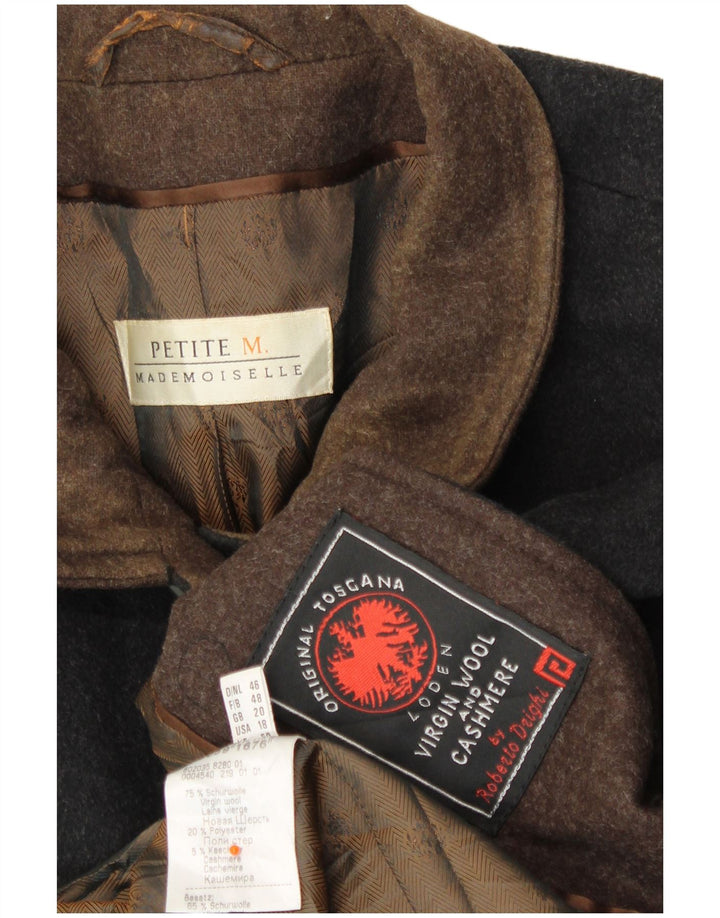 MADEMOISELLE Petite Poncho Manteau Femme UK 20 2XL Gris Laine Vierge