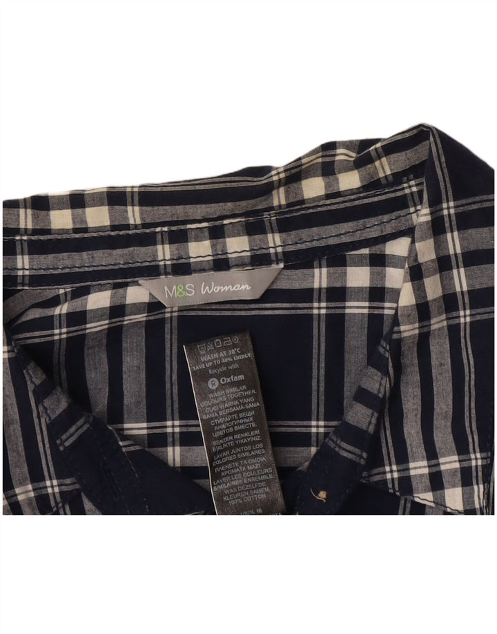 Marks & Spencer Chemise Femme UK 16 Grand Coton à Carreaux Bleu Marine