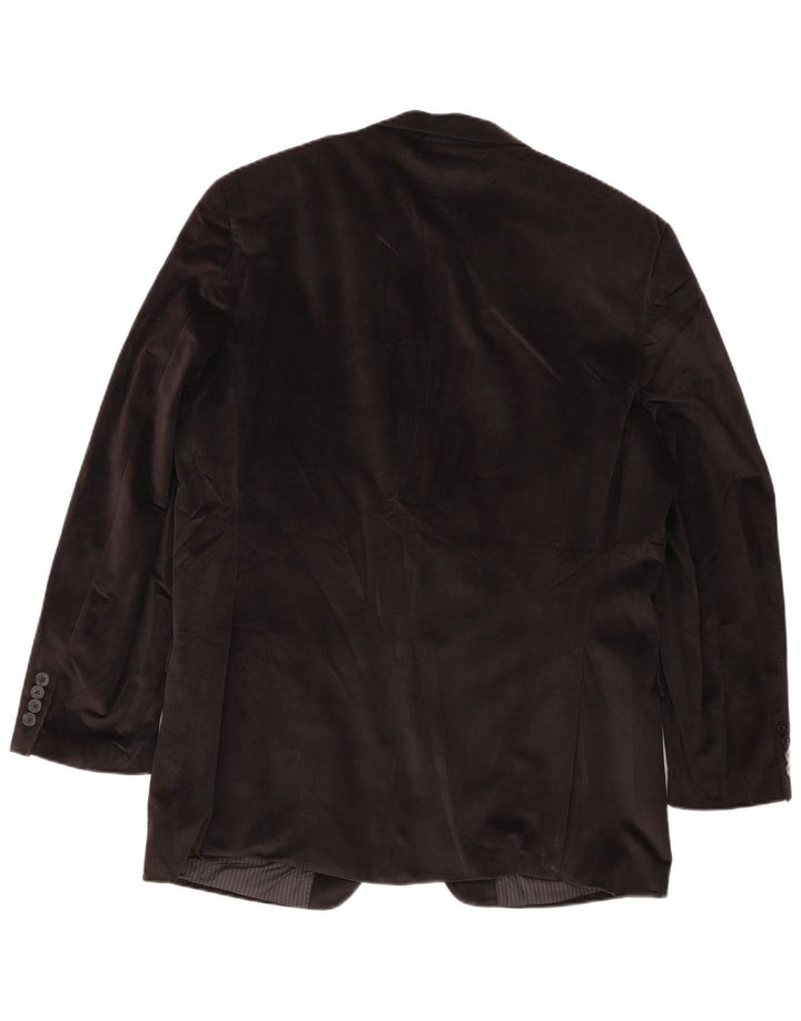 Vintage Homme Long 2 Bouton Blazer Veste UK 44 2XL Noir Polyester