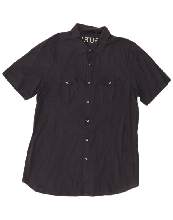 Guess By Marciano Chemise graphique à manches courtes pour homme en coton noir 2XL