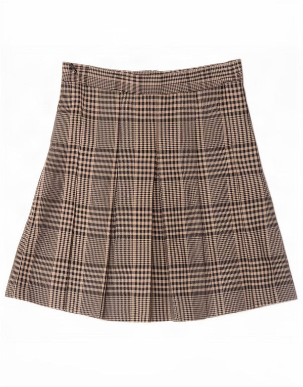 Leonik Womens High Waist Pleated Skirt IT 42 Medium W26 Black Houndstooth