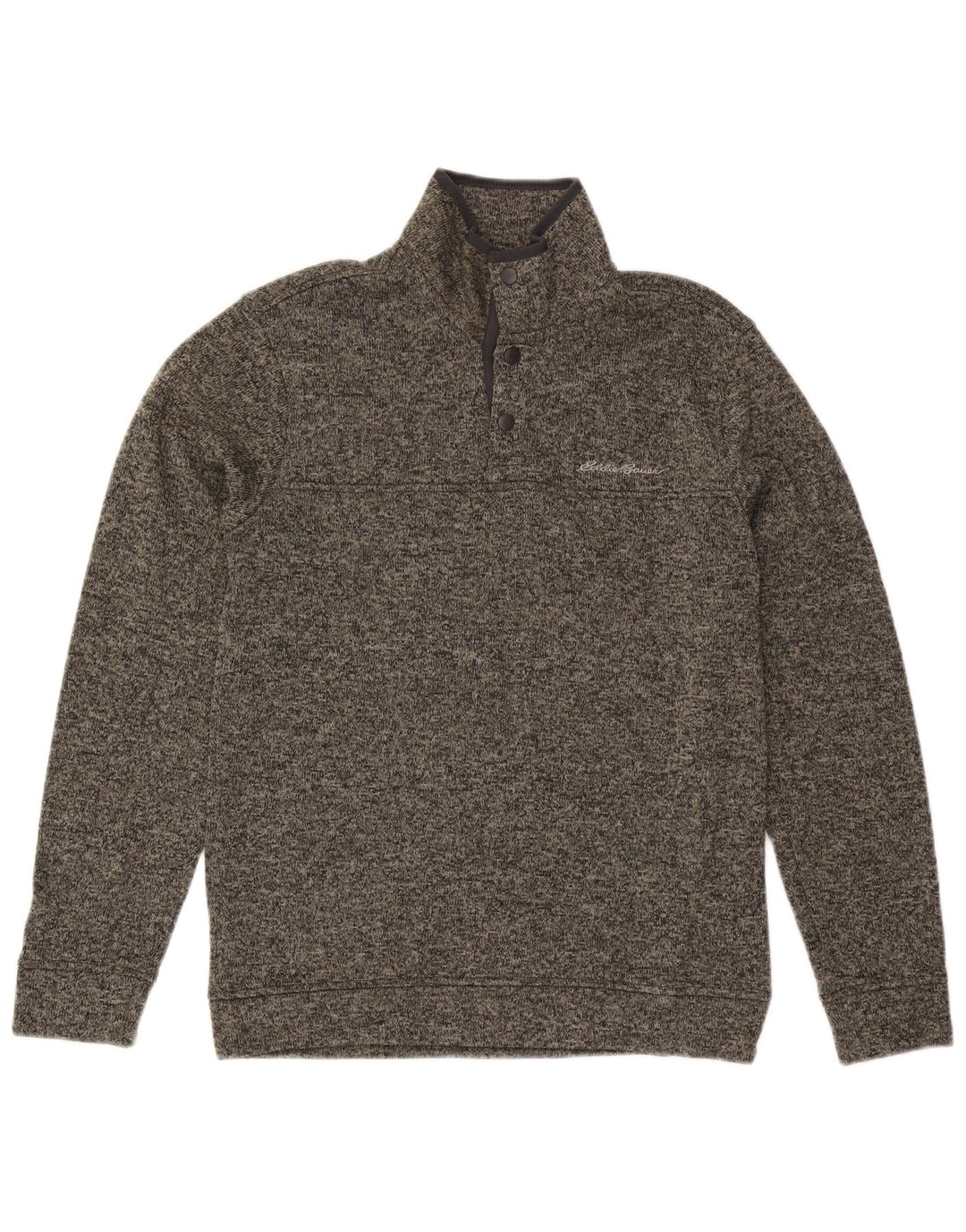 Eddie Bauer Sweat-shirt à col boutonné pour homme Petit polyester moucheté gris