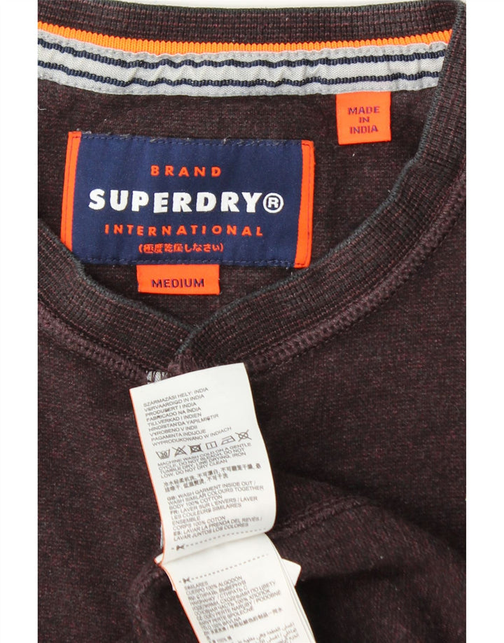 SUPERDRY Haut à manches longues pour homme en coton bordeaux moyen