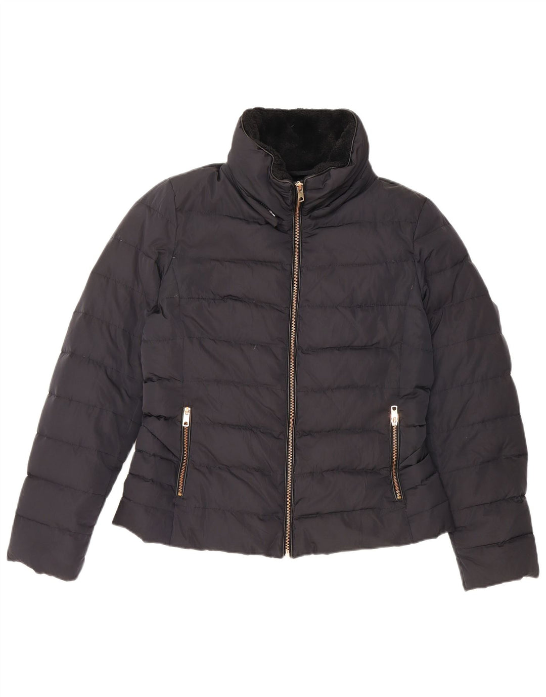 Zara Veste matelassée pour femme UK 14 Large Bleu marine