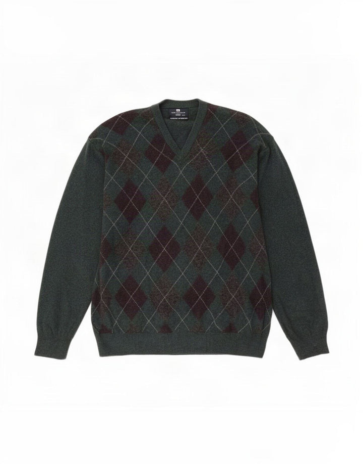 Marks & Spencer Pull à col en V Blue Harbour pour homme 2XL Vert
