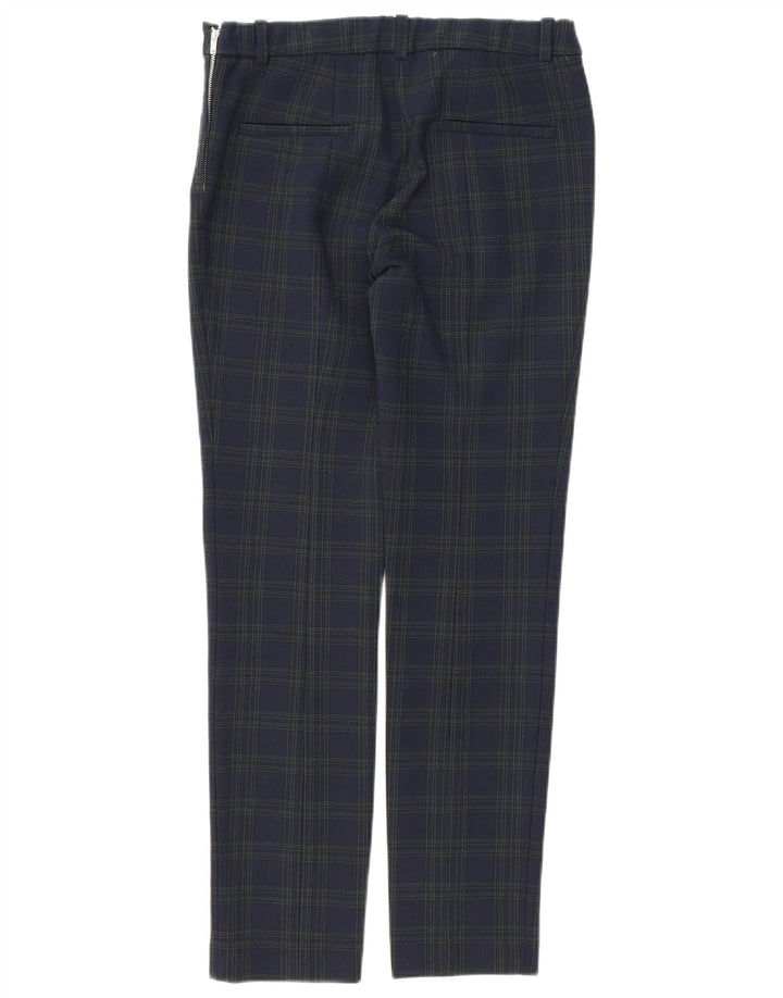 ZARA Womens Slim Suit Trousers Medium W30 L28 Navy Blue Check Polyester