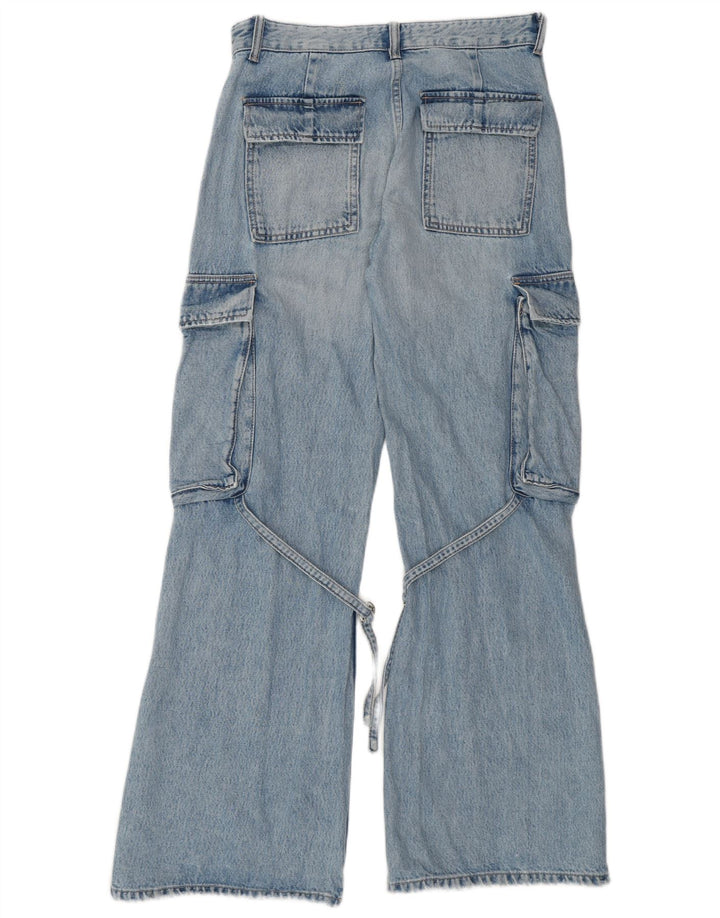 Jean évasé cargo ZARA femme EU 36 XS W26 L32 coton bleu