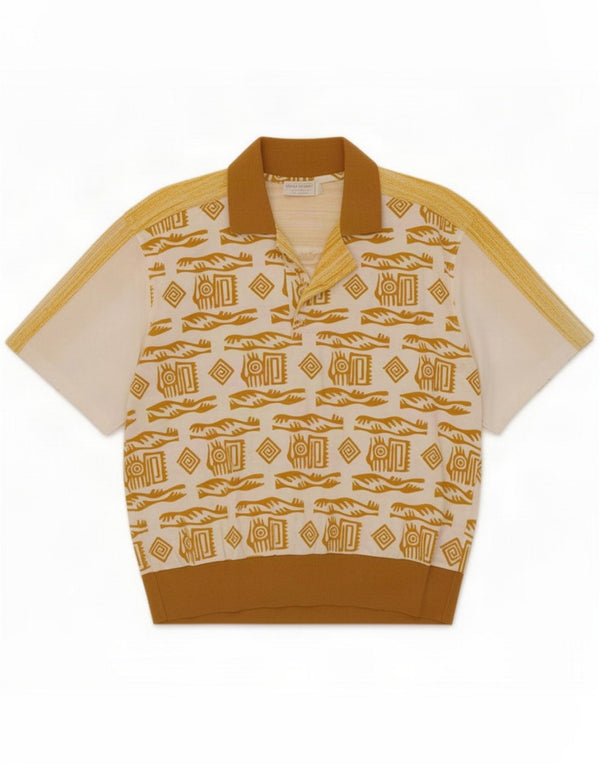 Maestrami Polo Homme Coton Géométrique Beige Moyen