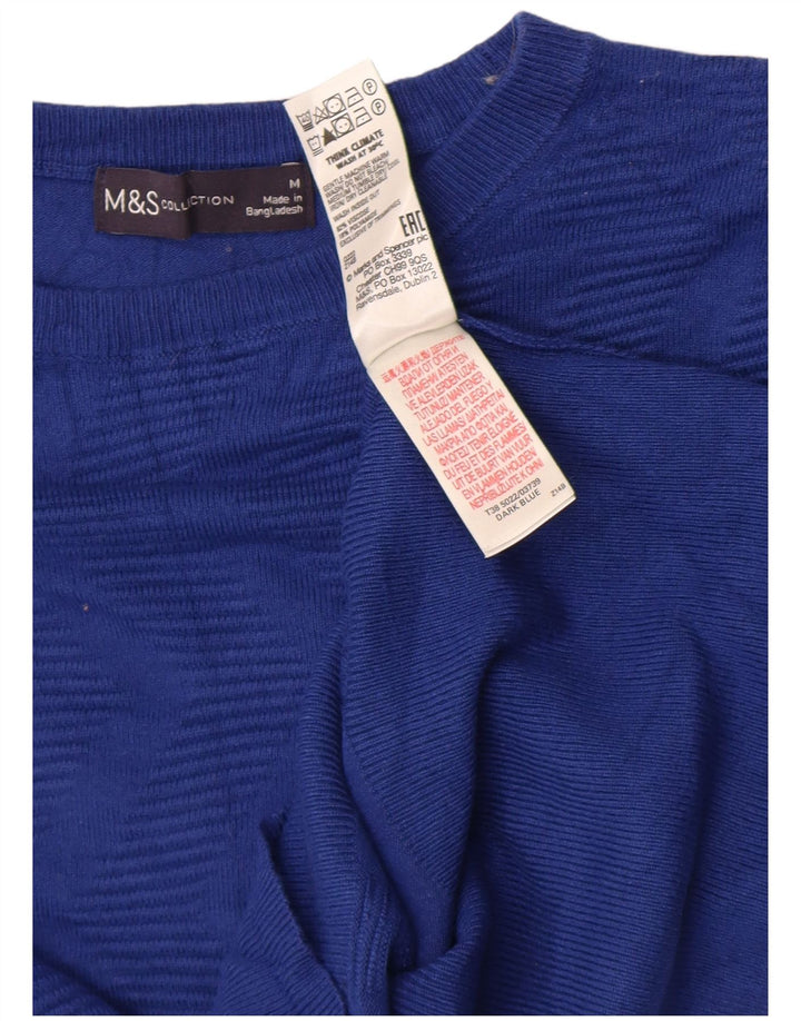 Marks & Spencer Pull à col rond pour femme UK 14 Bleu moyen géométrique