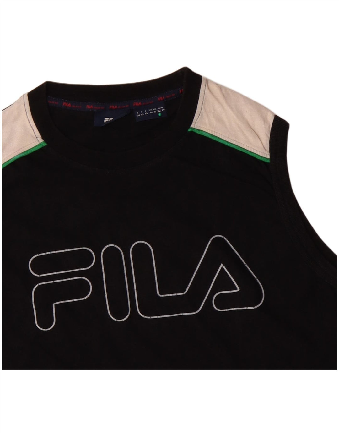 FILA Débardeur Graphique Homme XL Noir Colorblock Coton