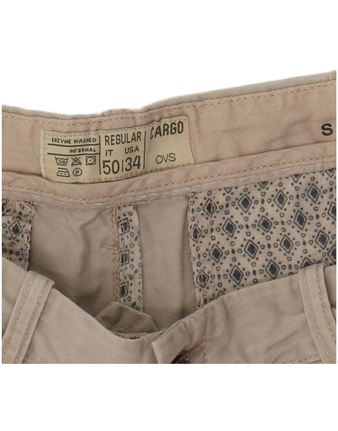 OVS Short Cargo Regular Homme IT 50 Large W34 Coton Beige