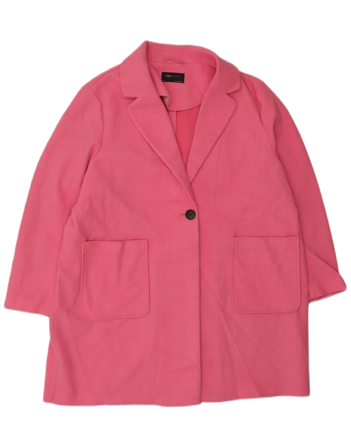 MARKS & SPENCER Womens Overcoat UK 22 3XL  Pink Polyester