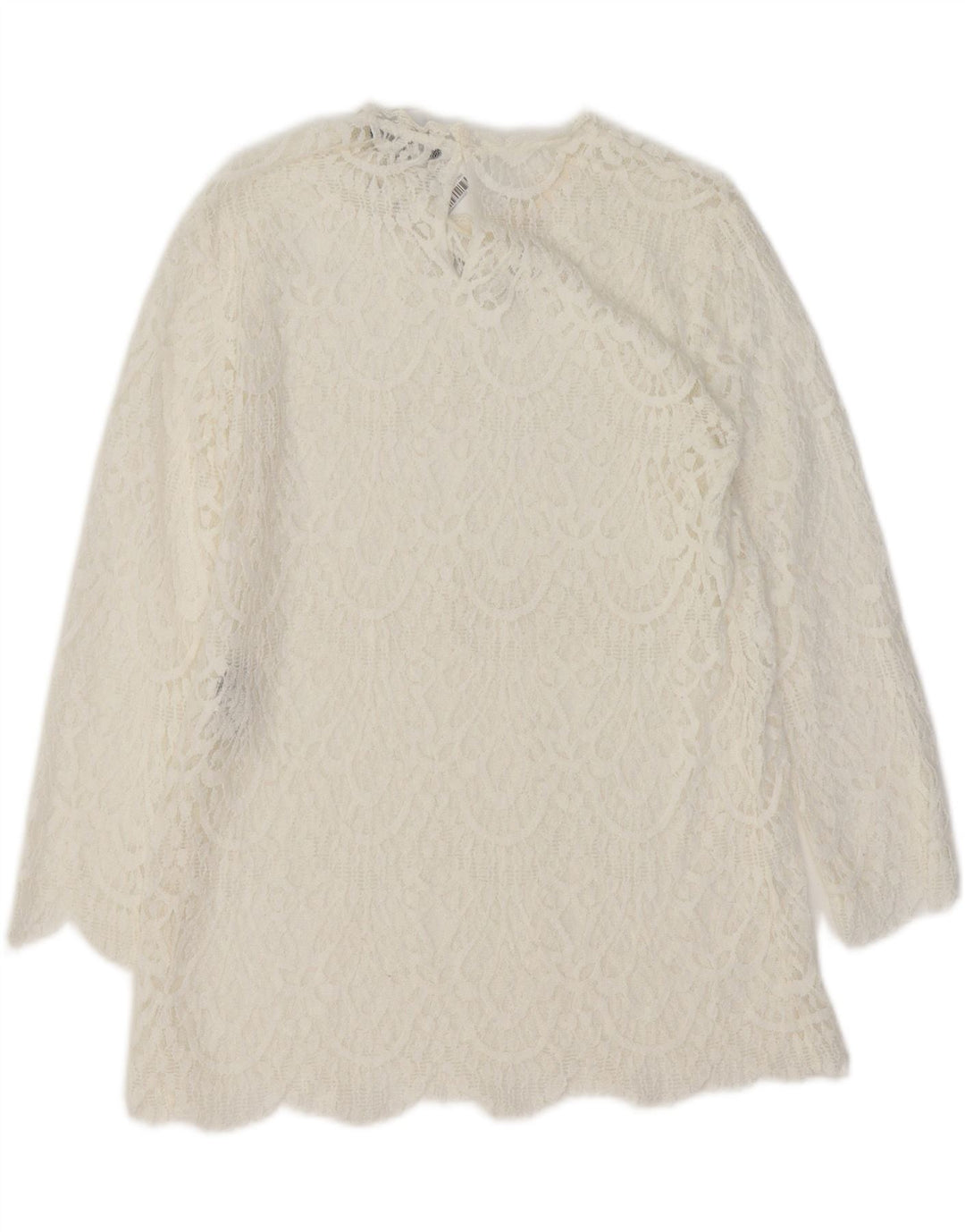 ZARA Womens Blouse Top UK 12 Moyen Blanc Coton