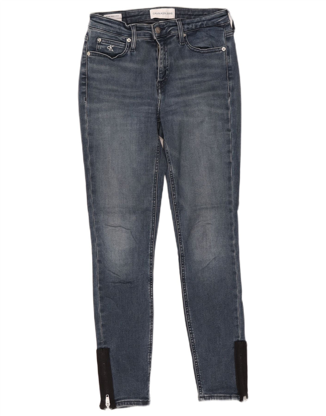 CALVIN KLEIN Femme Jean Skinny Taille Mi-Haute W28 L27 Bleu Coton