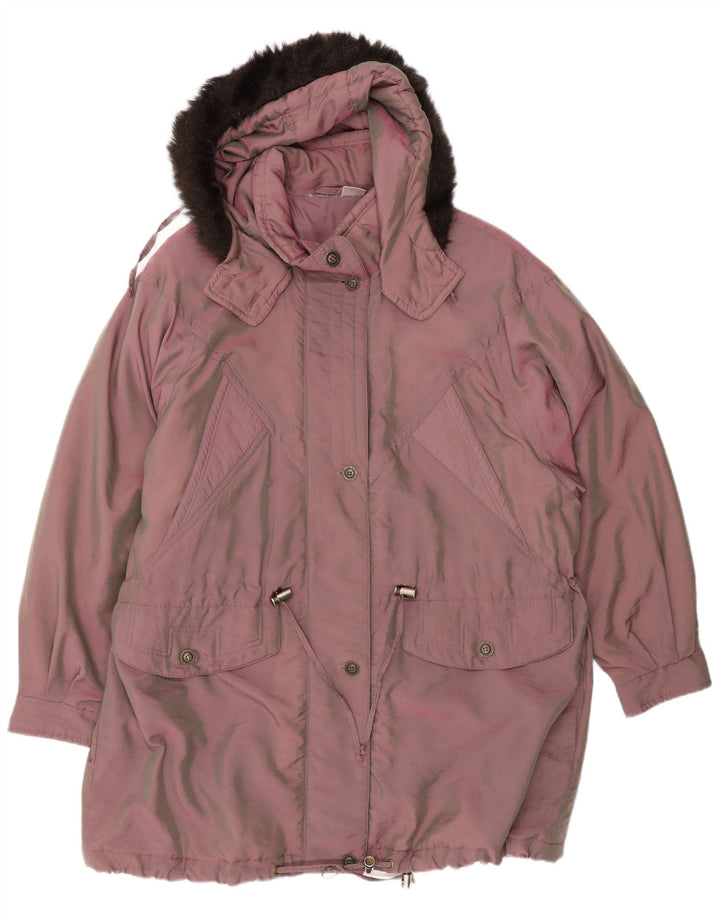 Veste Parka surdimensionnée à capuche femme vintage EU 44 XL Rose