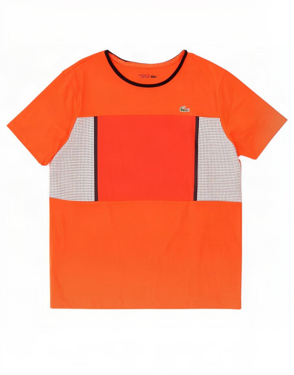Lacoste T-Shirt Homme Top Taille 6 XL Coton Colorblock Orange