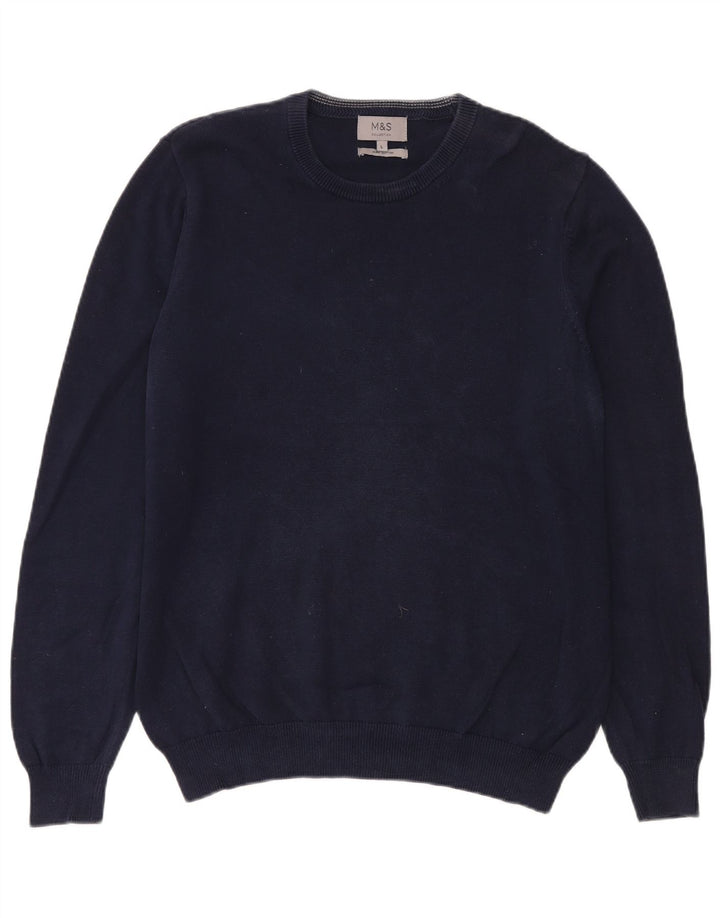 Marks & Spencer Pull à col rond pour homme en coton bleu marine Taille L