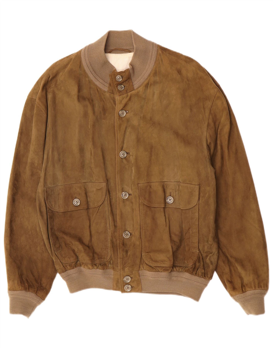 vintage Mens Suede Bomber Jacket EU 50 Grand Cuir Kaki