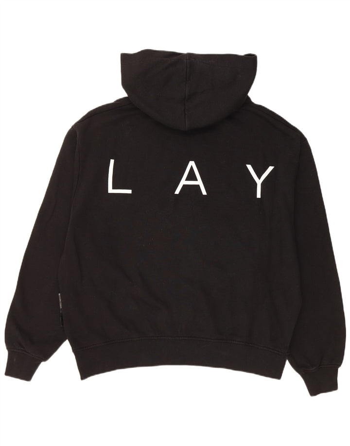 REPLAY Pull à capuche graphique surdimensionné pour femme UK 10 Small Noir Coton