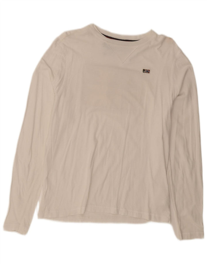 Napapijri Haut graphique à manches longues pour homme en coton blanc moyen