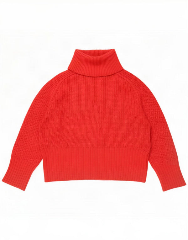 Zara Pull surdimensionné à col roulé pour femme UK 14 Acrylique rouge moyen