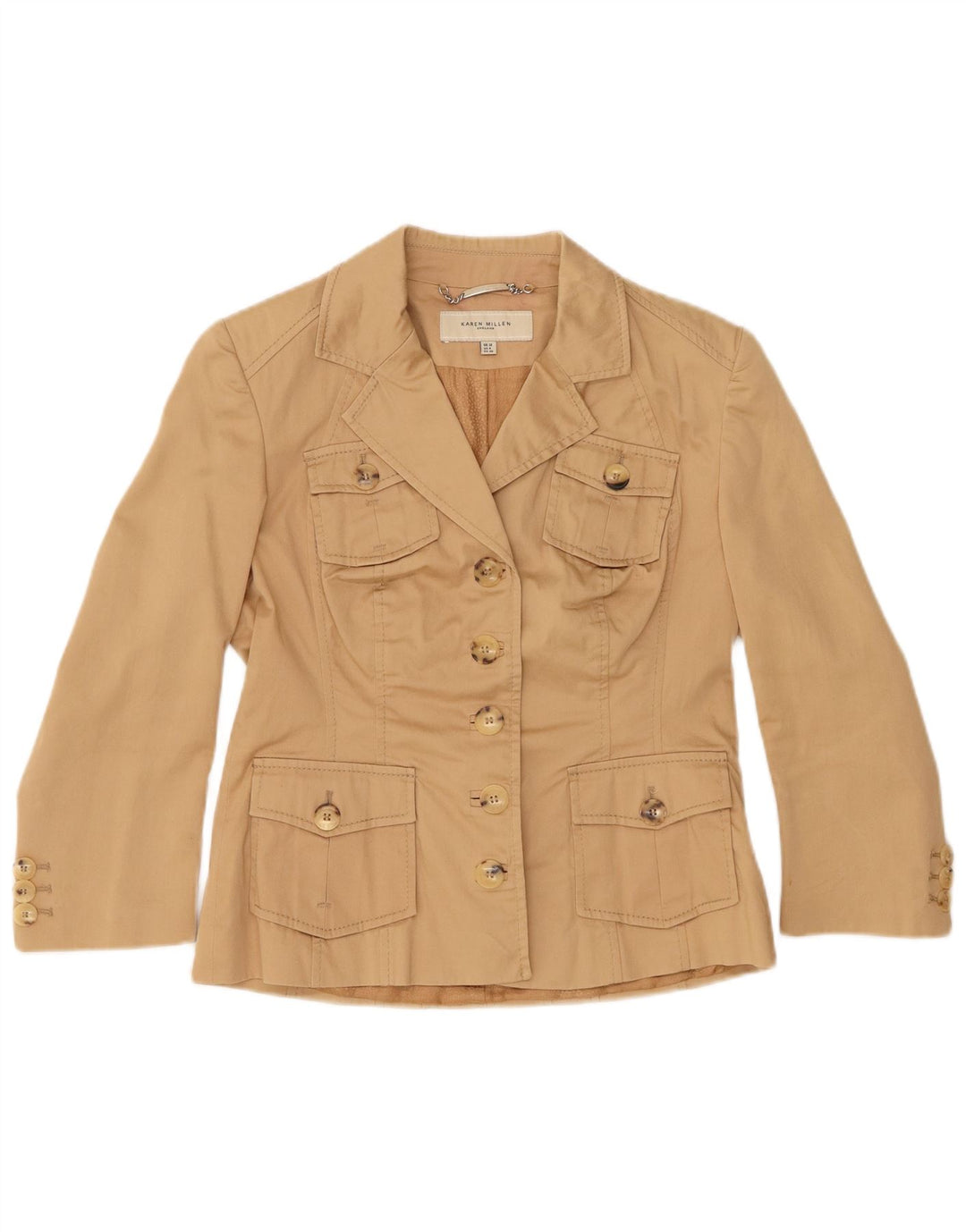 KAREN MILLEN Veste Blazer 5 Boutons Femme UK 12 Viscose Beige Moyen