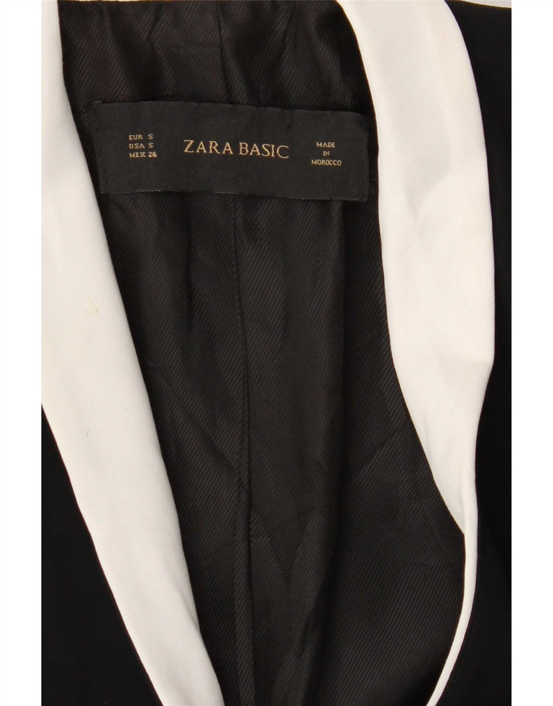Zara Womens 1 Button Blazer Jacket UK 10 Petit Noir Colorblock Polyester