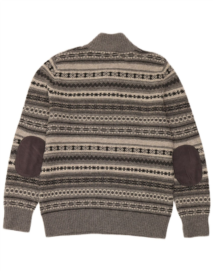 Crew Clothing Pull à col boutonné pour homme Taille L Gris Fair Isle