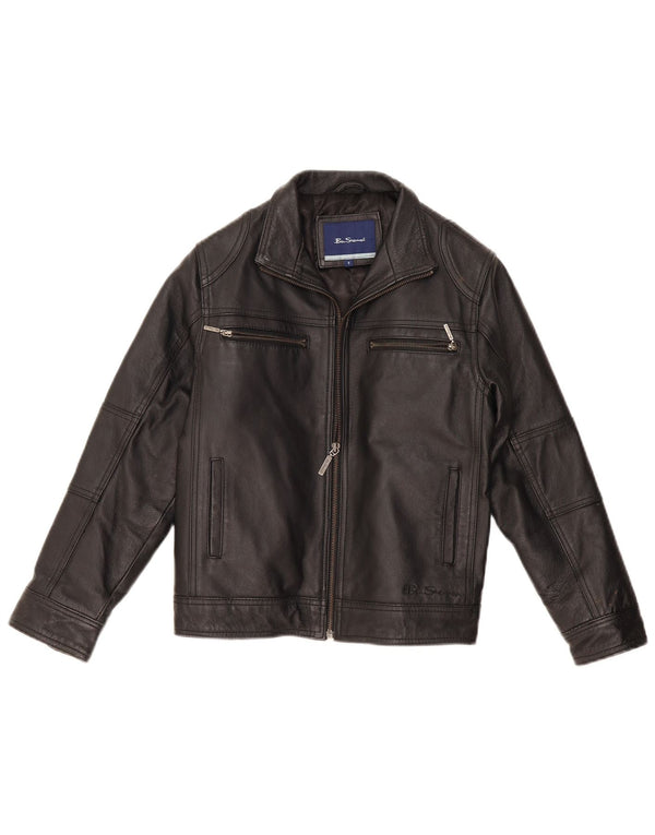 Ben Sherman Veste en cuir pour garçon 9-10 ans Petit cuir noir