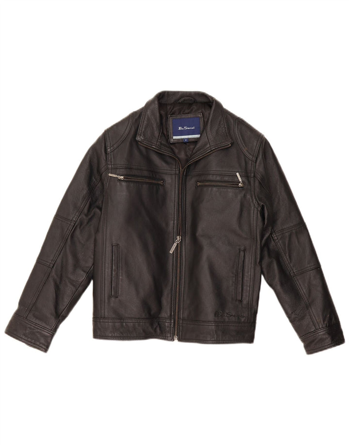 Ben Sherman Veste en cuir pour garçon 9-10 ans Petit cuir noir