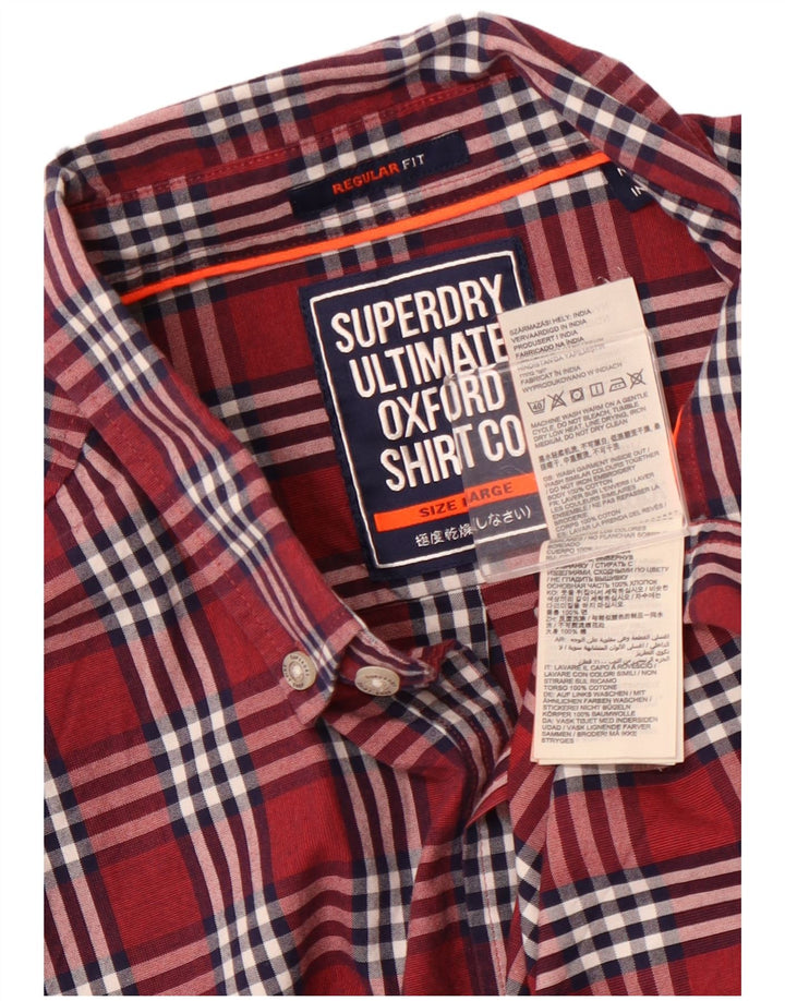 SUPERDRY Chemise Regular Fit Homme Grand Carreau Bordeaux Coton