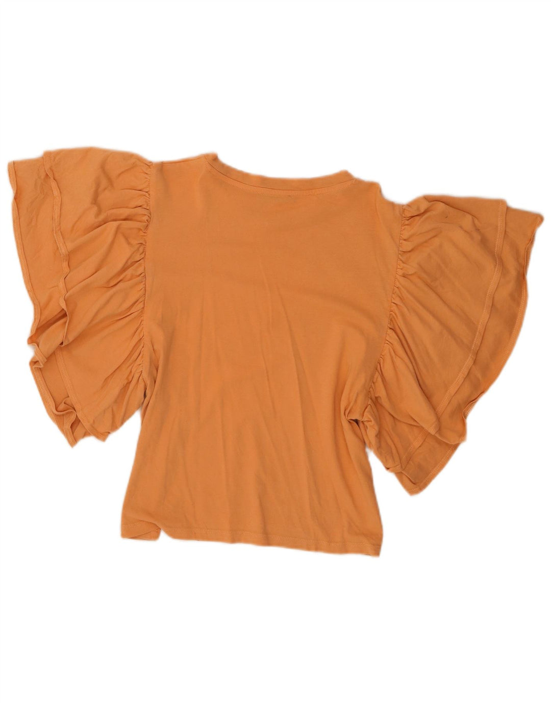 Zara Womens Crop Batwing Blouse Top UK 10 Petit Orange Coton