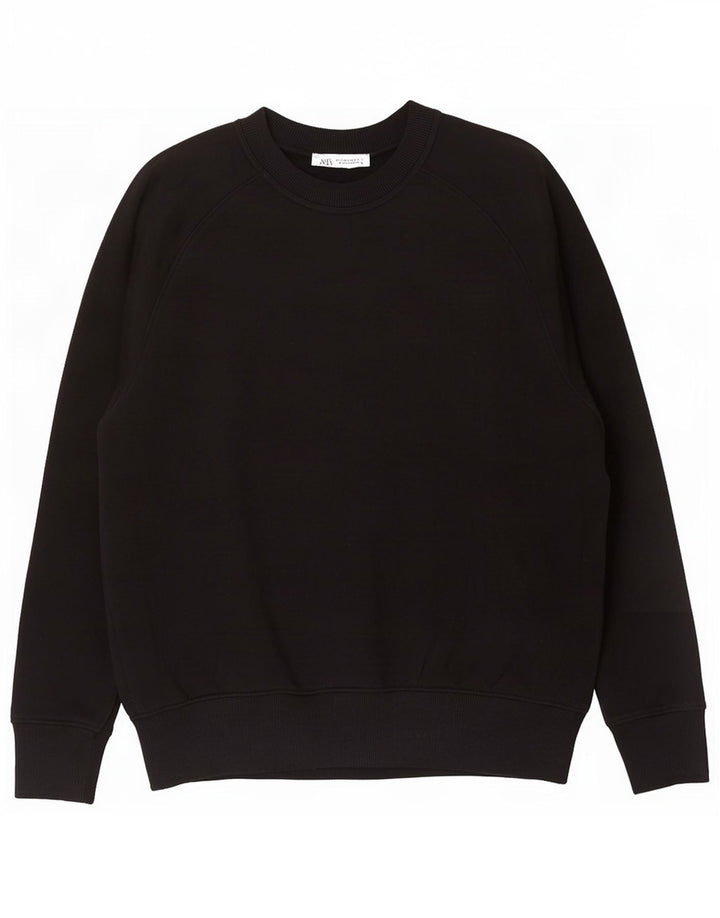 Zara Sweat-shirt surdimensionné pour femme UK 10 Petit coton noir